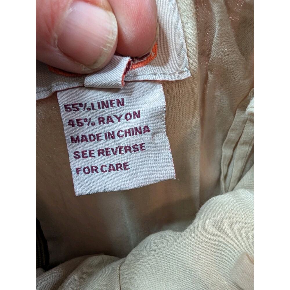 VtG Boho Strapless Dress Linen Mauve Beige Bow Waist Cottagecore See Measurement - Picture 11 of 13